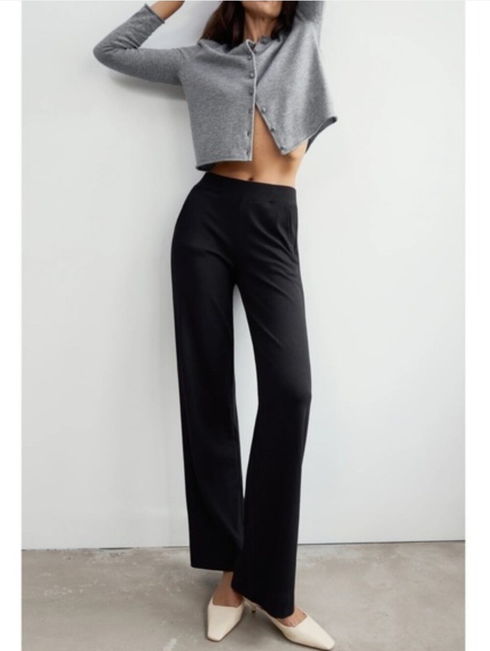 AYR The High Hopes Pants Black Wide Leg Pima Cotton